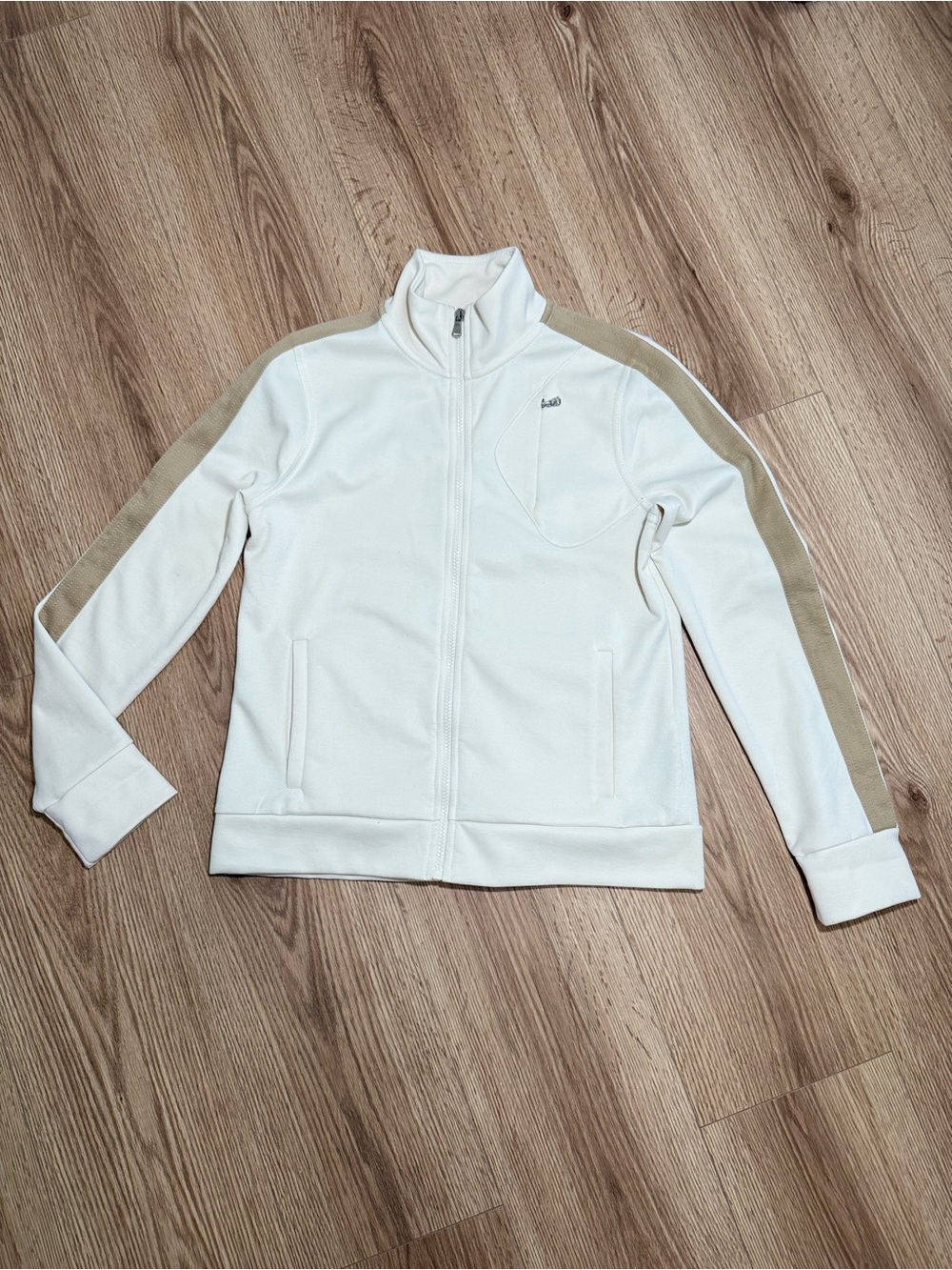 Lauren Active Ralph Lauren Cream Track Jacket Womens S Y2K Full Zip Mock Neck